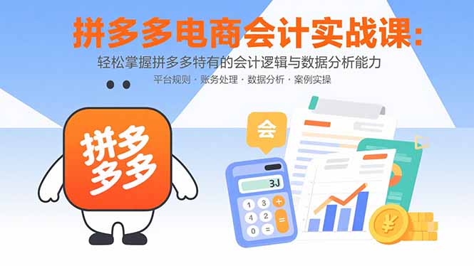拼多多电商会计实战课：轻松掌握拼多多特有的会计逻辑与数据分析能力-亚特