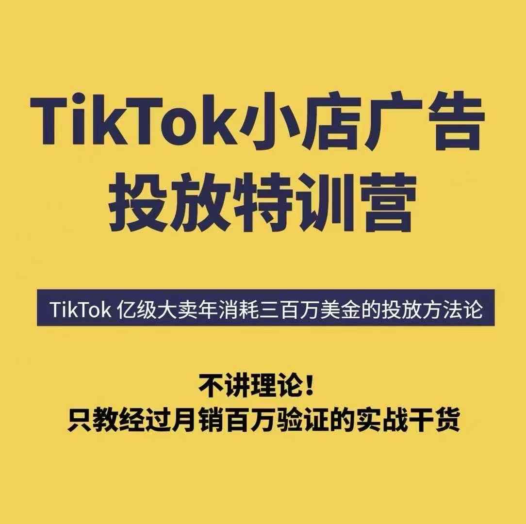 TikTok小店广告投放特训营，6天破局计划专治各种“投不动”，教你经过月销百万验证的实战干货-亚特