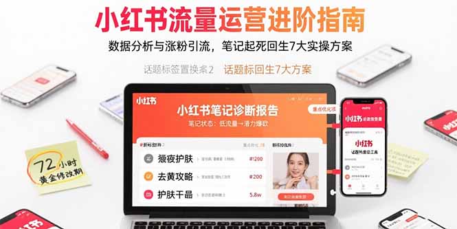 小红书流量运营进阶指南，数据分析与涨粉引流，笔记起死回生7大实操方案-亚特