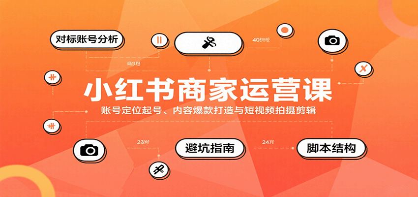 小红书商家运营课,账号定位起号、内容爆款打造与短视频拍摄剪辑-亚特