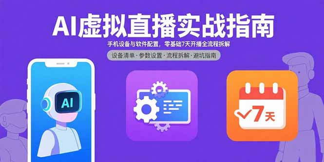 AI虚拟直播实战指南，手机设备与软件配置，零基础7天开播全流程拆解-亚特
