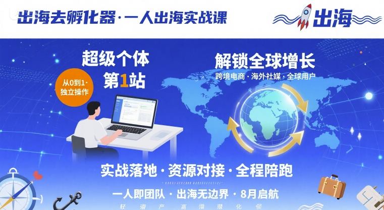 出海去孵化器,一人出海实战课,超级个体第1站,解锁全球增长-亚特