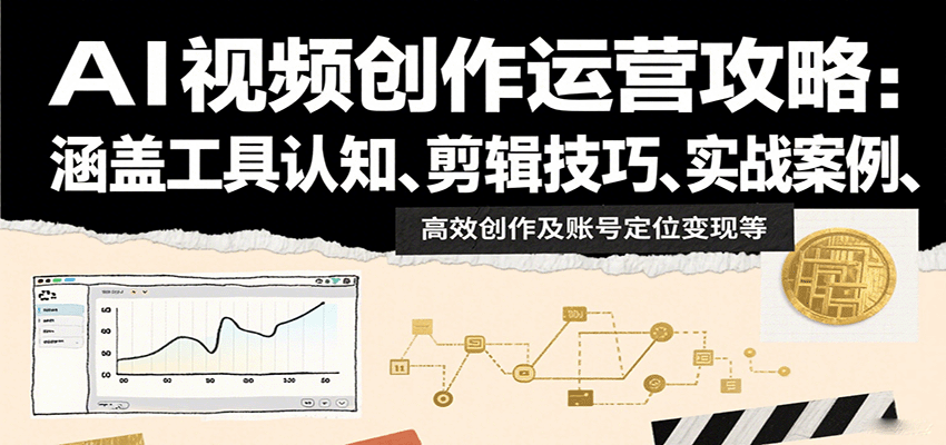 AI视频创作运营攻略:涵盖工具认知、剪辑技巧、实战案例、高效创作及账号定位变现等-亚特