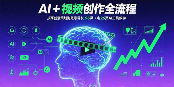 AI+短视频创作全流程：从创意策划到账号增长，96节课(含26项AI工具教学-亚特