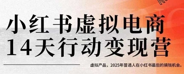 小红书虚拟电商14天变现训练营，虚拟产品，2025年普通人在小红书最后的搞钱机会(更新)-亚特