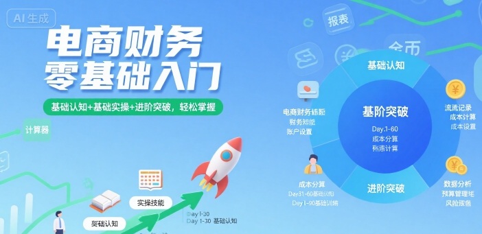 电商财务零基础入门，基础认知+基础实操+进阶突破，轻松掌握-亚特