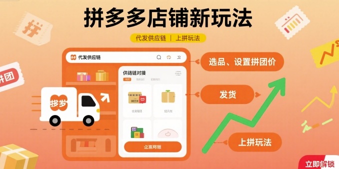 拼多多店铺新玩法,代发供应链上拼玩法-亚特