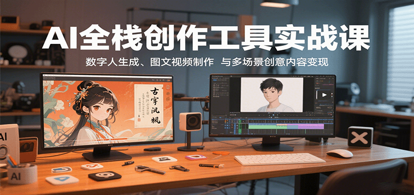 AI全栈创作工具实战课:数字人生成、图文视频制作与多场景创意内容变现-亚特