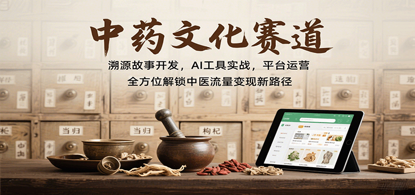 中药文化赛道：溯源故事开发，AI工具实战，平台运营，全方位解锁中医流量变现新路径-亚特