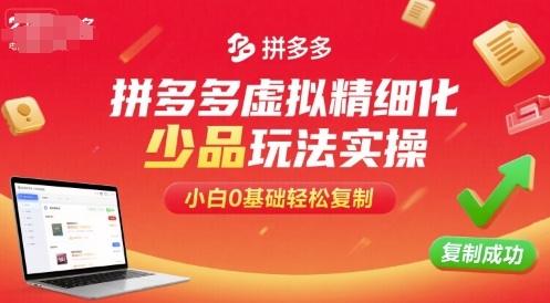 拼多多虚拟精细化少品玩法实操，小白0基础轻松复制-亚特