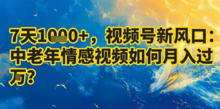 7天收益1k+，视频号新风口：中老年情感视频如何月入过W?-亚特
