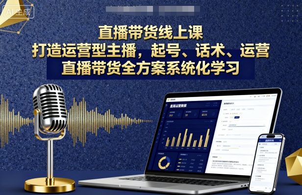直播带货线上课，打造运营型主播，起号、话术、运营，直播带货全方案系统化学习-亚特