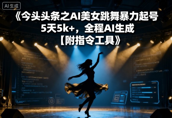 今日头条之AI美女跳舞暴力起号，5天1k+，全程AI生成【附指令工具】-亚特