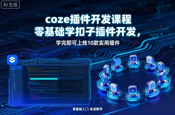 coze插件开发课程，零基础学扣子插件开发，学完即可上线10款实用插件-亚特