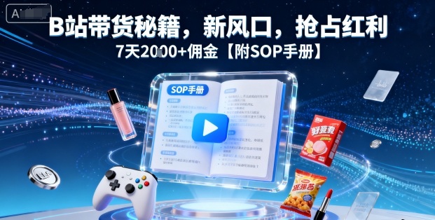 B站带货秘籍，新风口，抢占红利，7天2k+佣金【附SOP手册】-亚特
