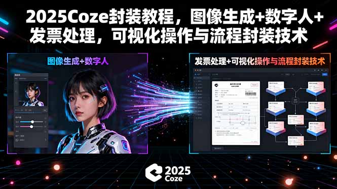 2025Coze封装教程，图像生成+数字人+发票处理，可视化操作与流程封装技术-亚特
