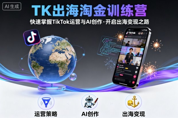 TK出海淘金训练营，助你快速掌握TikTok运营与AI创作，开启出海变现之路-亚特
