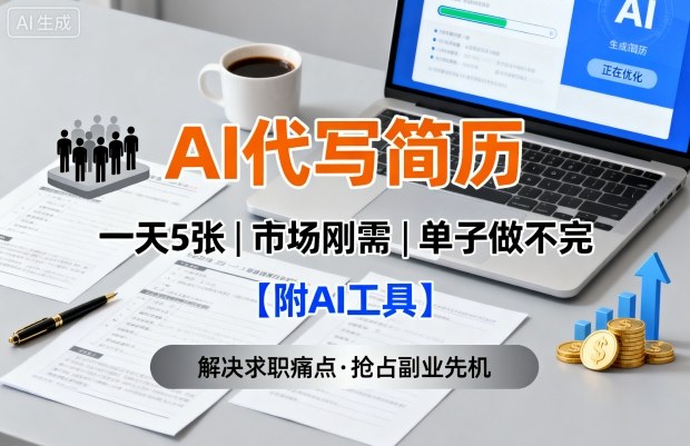 AI代写简历，一天5张，今年找工作难，市场刚需，单子做不完【附AI工具】-亚特