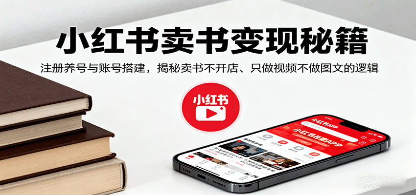 小红书卖书变现秘籍,注册养号与账号搭建,揭秘卖书不开店、只做视频不做图文的逻辑-亚特