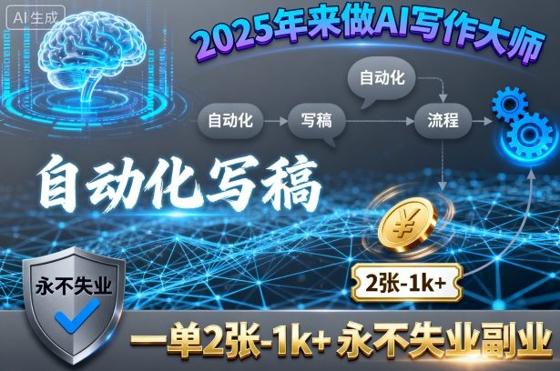 2025年来做AI写作大师,自动化写稿,一单2张-1k+,永不失业副业-亚特