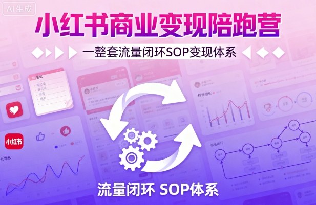 小红书商业变现陪跑营，轻IP矩阵 私域获客 聚光投流，一整套流量闭环SOP变现体系-亚特