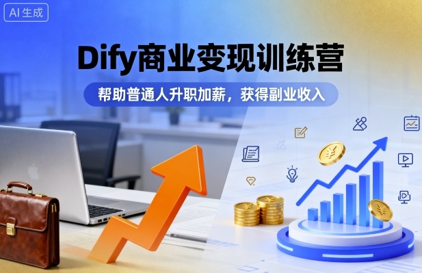 Dify商业变现训练营，帮助普通人升职加薪，获得副业收入-亚特