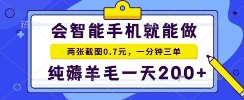 手机项目，二十秒一单，纯薅羊毛一天2张+做就有【揭秘】-亚特
