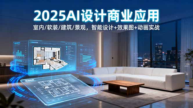 2025AI设计商业应用:室内/软装/建筑/景观,智能设计+效果图+动画实战-亚特