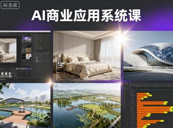 AI商业应用系统课,室内-软装-建筑-景观,智能设计+效果图+动画画实战-亚特