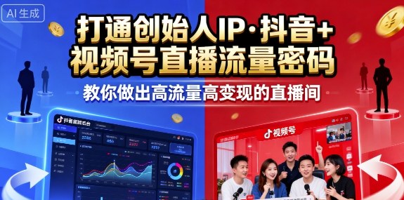 25年直播9-10两期线下课，打通创始人IP，抖音+视频号直播流量密码，教你做出高流量高变现的直播间-亚特