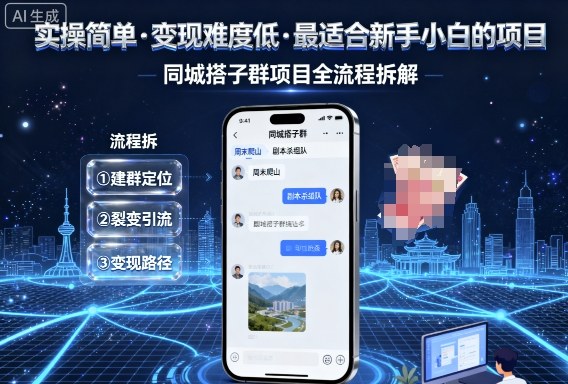 实操简单，变现难度低，最适合新手小白做的项目，每天轻松收入3张，同城搭子群项目全流程拆解-亚特