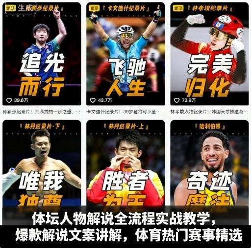 体坛人物解说全流程实战教学,爆款解说文案讲解,体育热门赛事精选-亚特